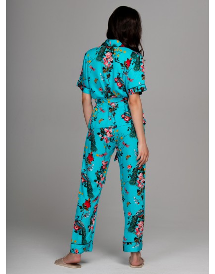 Пижама из вискозы с цветочным принтом 