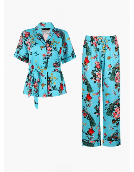 Пижама из вискозы с цветочным принтом 